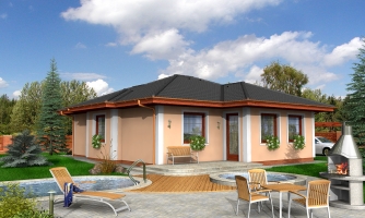 Projet de petite maison avec toit à pans.